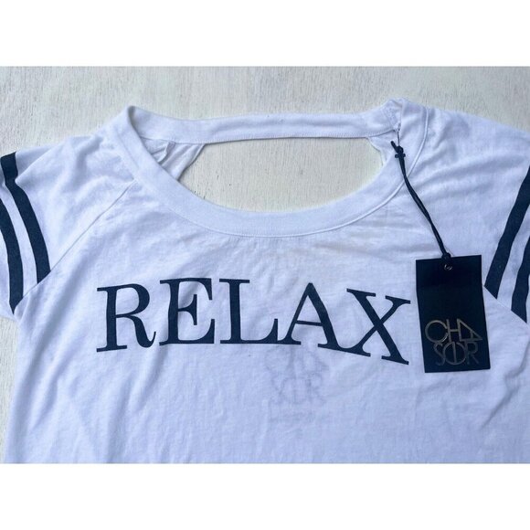 Chaser Women Crew Neck Cut out RELAX T-Shirt Size S - Picture 10 of 16